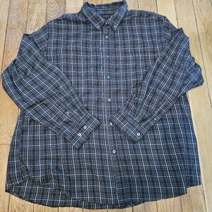 Basic Editions Red, Black and White Plaid Long Sleeved Button Up Men's Shirt 2XL